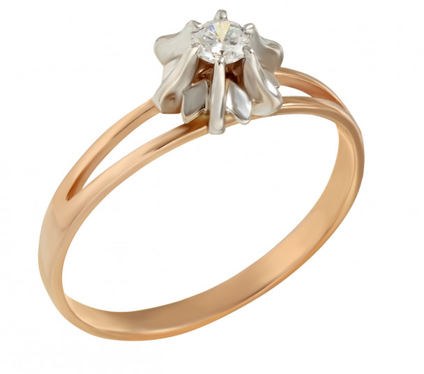 Золотое кольцо с бриллиантом. Артикул 740334 - Фото  1