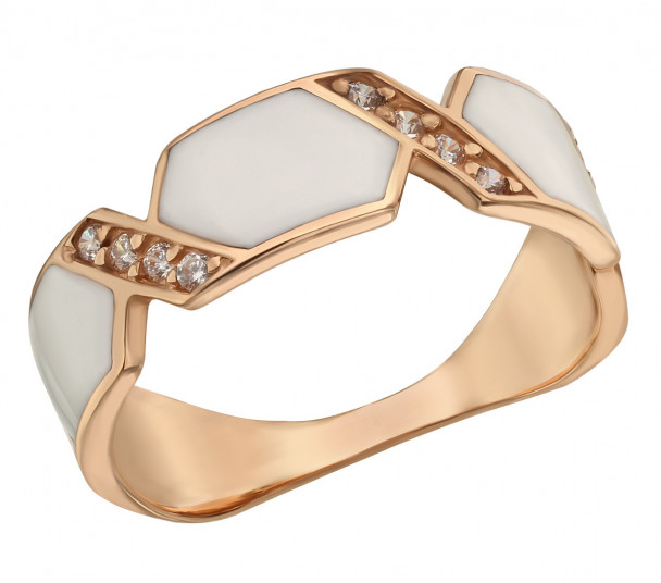 Золотое кольцо с эмалью и фианитами. Артикул 380148Е  размер 19.5 - Фото 1