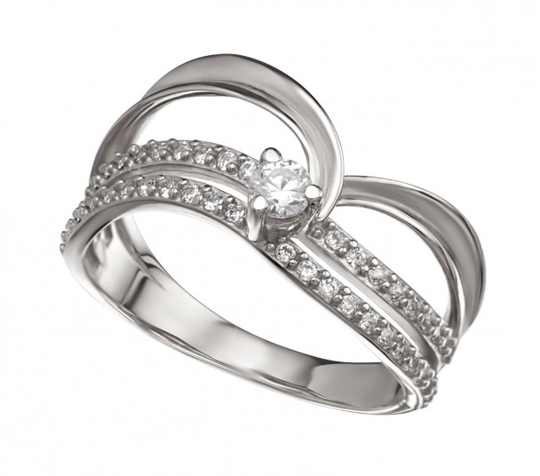 Серебряное кольцо с фианитами. Артикул 330183С - Фото  1