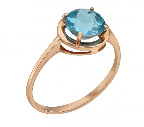Золотое кольцо с голубым топазом. Артикул 361671  размер 17.5 - Фото 1