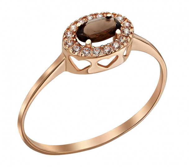 Золотое кольцо с кварцем и фианитами. Артикул 368673  размер 15.5 - Фото 1