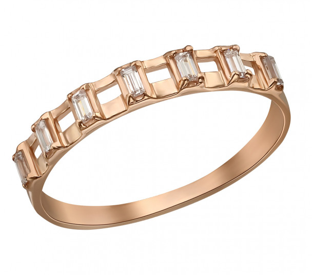 Золотое кольцо с вставками фианитов. Артикул 380572  размер 16 - Фото 1