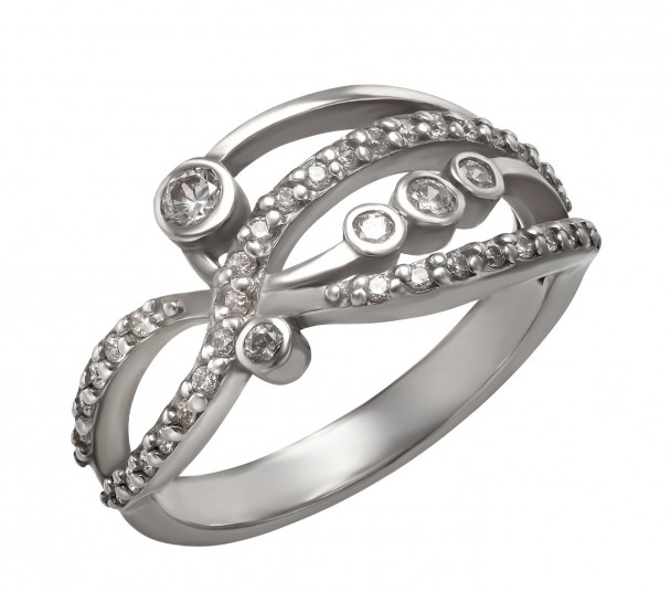 Серебряное кольцо с фианитами. Артикул 330890С - Фото  1