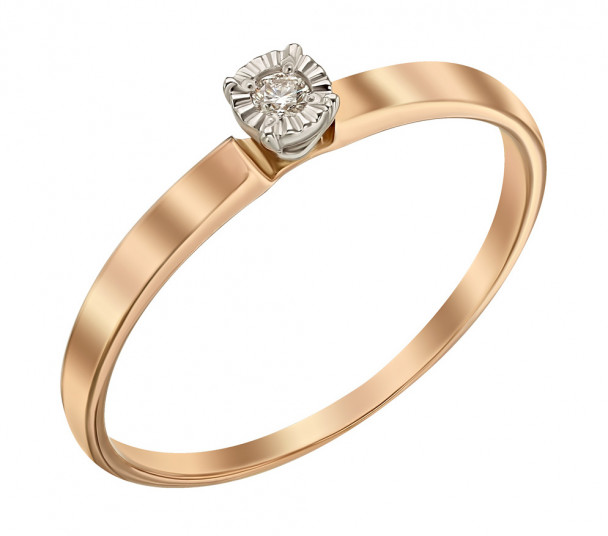 Золотое кольцо с бриллиантом. Артикул 750675  размер 17.5 - Фото 1