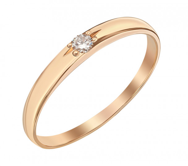 Золотое кольцо с бриллиантом. Артикул 740365  размер 18 - Фото 1