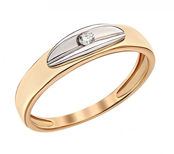 Золотое кольцо с бриллиантом. Артикул 750682 - Фото  1