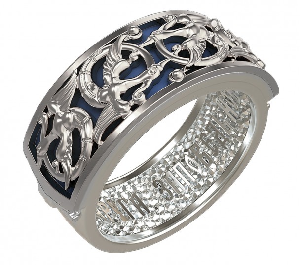 Серебряное кольцо с эмалью. Артикул 310282А  размер 16.5 - Фото 1