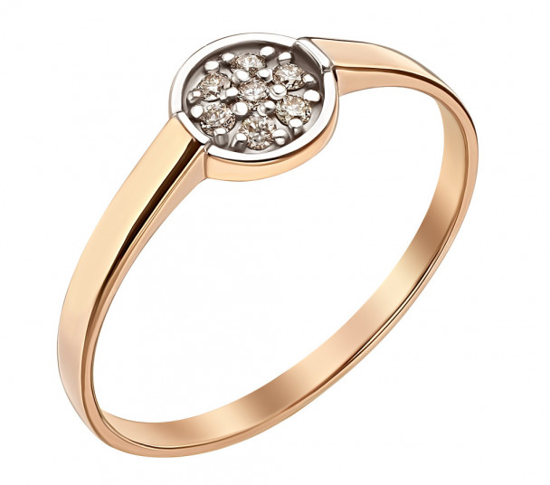 Золотое кольцо с бриллиантами и изумрудом. Артикул 752010 - Фото  1