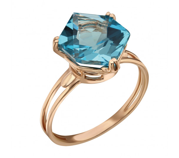 Золотое кольцо с голубым топазом. Артикул 361682  размер 16 - Фото 1