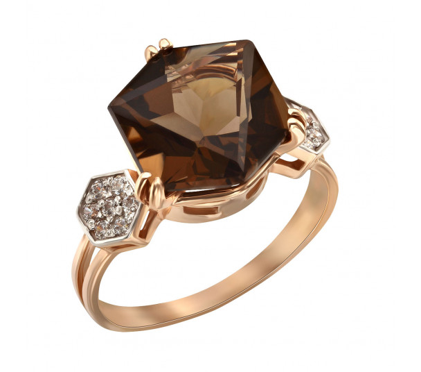 Золотое кольцо с кварцем и фианитами. Артикул 368679  размер 16.5 - Фото 1