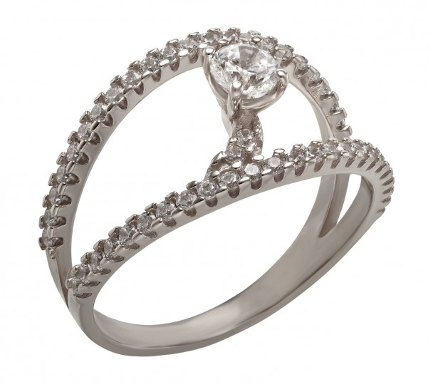 Серебряное кольцо с фианитами. Артикул 320649С - Фото  1