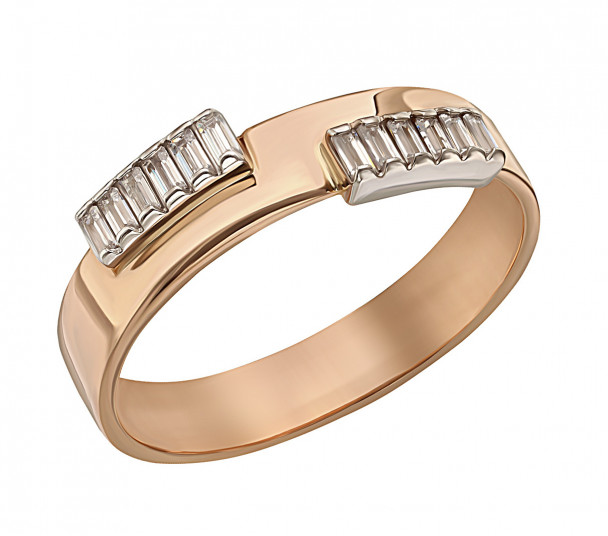 Золотое кольцо-корона с фианитами и эмалью. Артикул 330096Е - Фото  1