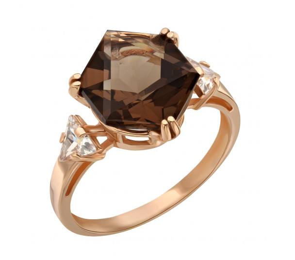 Золотое кольцо с кварцем и фианитами. Артикул 368684  размер 16 - Фото 1