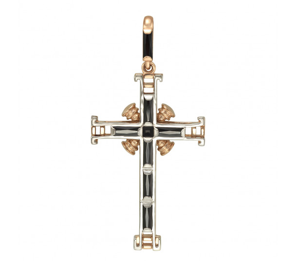 Золотой крест с агатом и эмалью. Артикул 270104Е  - Фото 1
