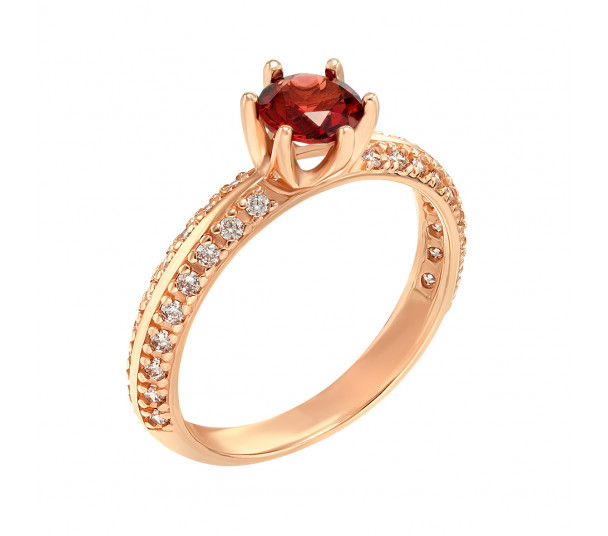 Золотое кольцо с изумрудом и фианитами. Артикул 367574 - Фото  1