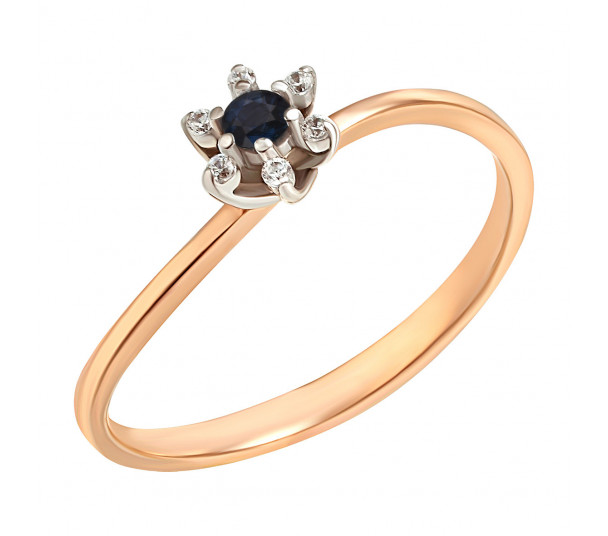 Золотое кольцо с бриллиантами и сапфиром. Артикул 751630  размер 16.5 - Фото 1