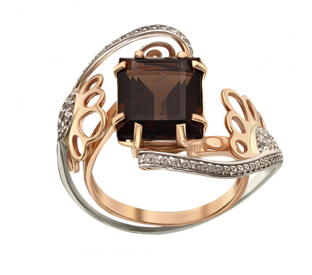 Золотое кольцо с фианитами и эмалью. Артикул 380159Е - Фото  1