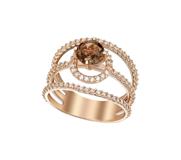 Золотое кольцо с аметистом и фианитами. Артикул 373607 - Фото  1