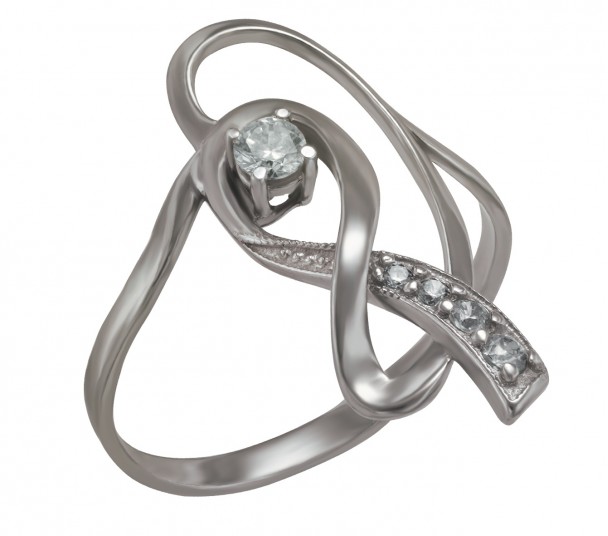 Серебряное кольцо с нанокристаллом, фианитами и эмалью. Артикул 330065А - Фото  1