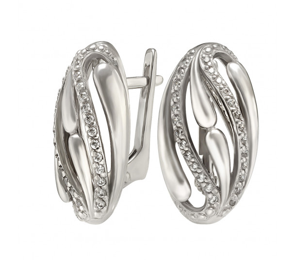 Серебряное кольцо с фианитами. Артикул 380082С - Фото  1