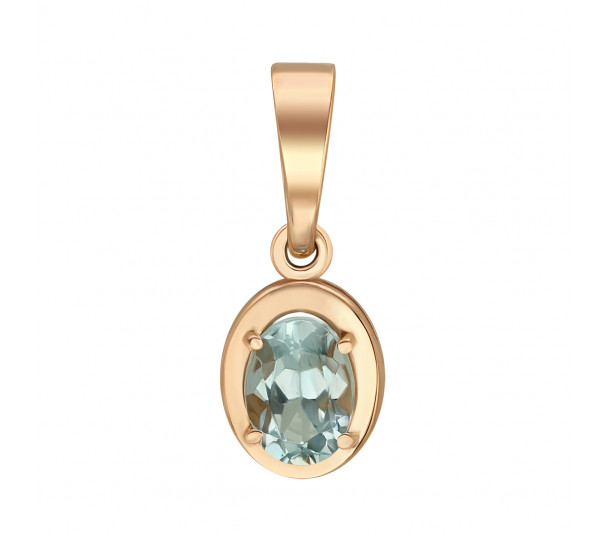 Золотой подвес с голубыми топазами и бриллиантами. Артикул 713250 - Фото  1