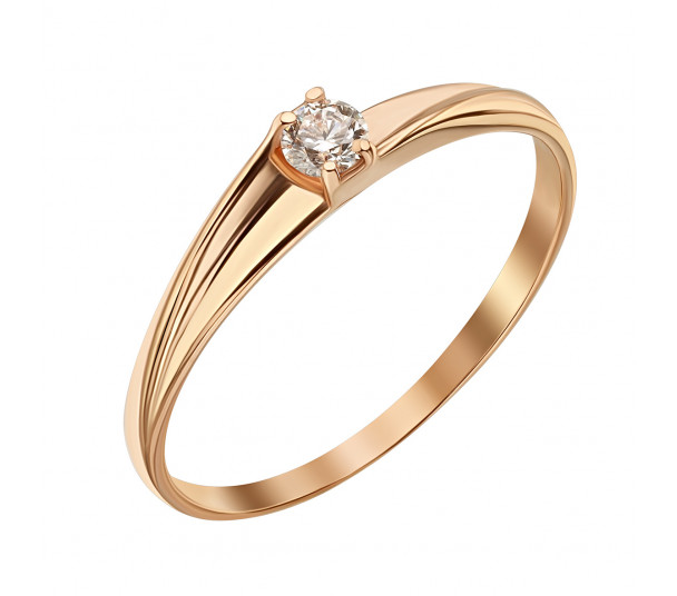 Золотое кольцо с бриллиантом. Артикул 740378  размер 15 - Фото 1