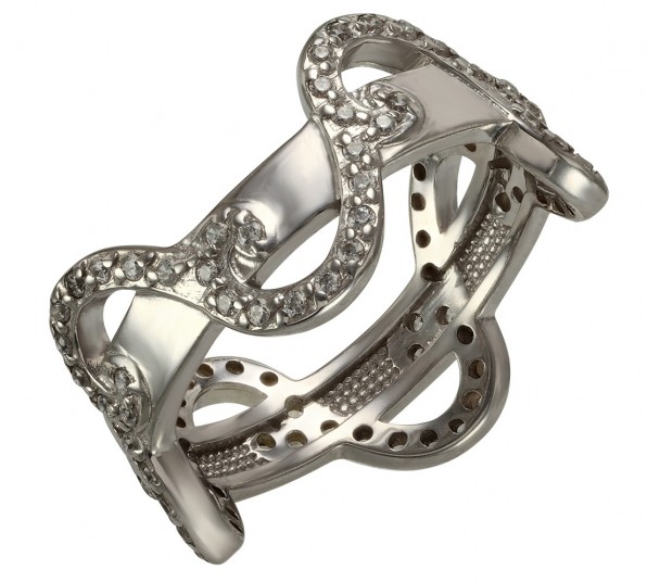 Серебряное кольцо с фианитами. Артикул 320522С - Фото  1