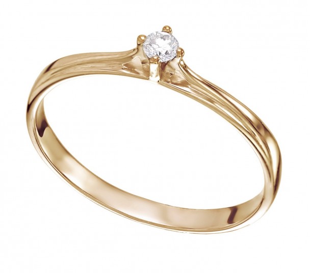 Золотое кольцо с фианитом. Артикул 320886  размер 19 - Фото 1