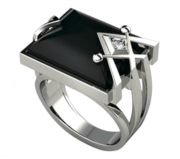 Серебряное кольцо с агатом и фианитом. Артикул 330764С  размер 17.5 - Фото 1