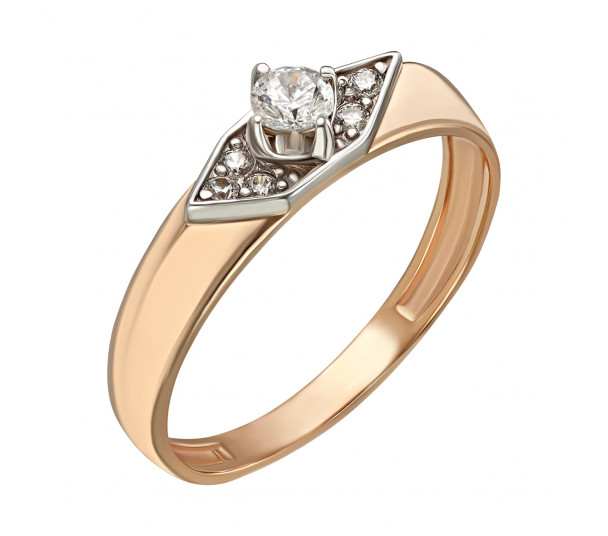 Золотое кольцо с бриллиантом. Артикул 740388 - Фото  1