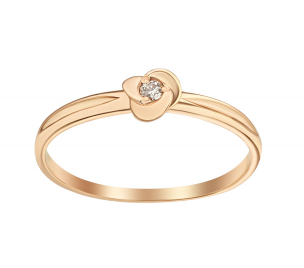 Золотое кольцо с бриллиантом. Артикул 740375  размер 16 - Фото 1