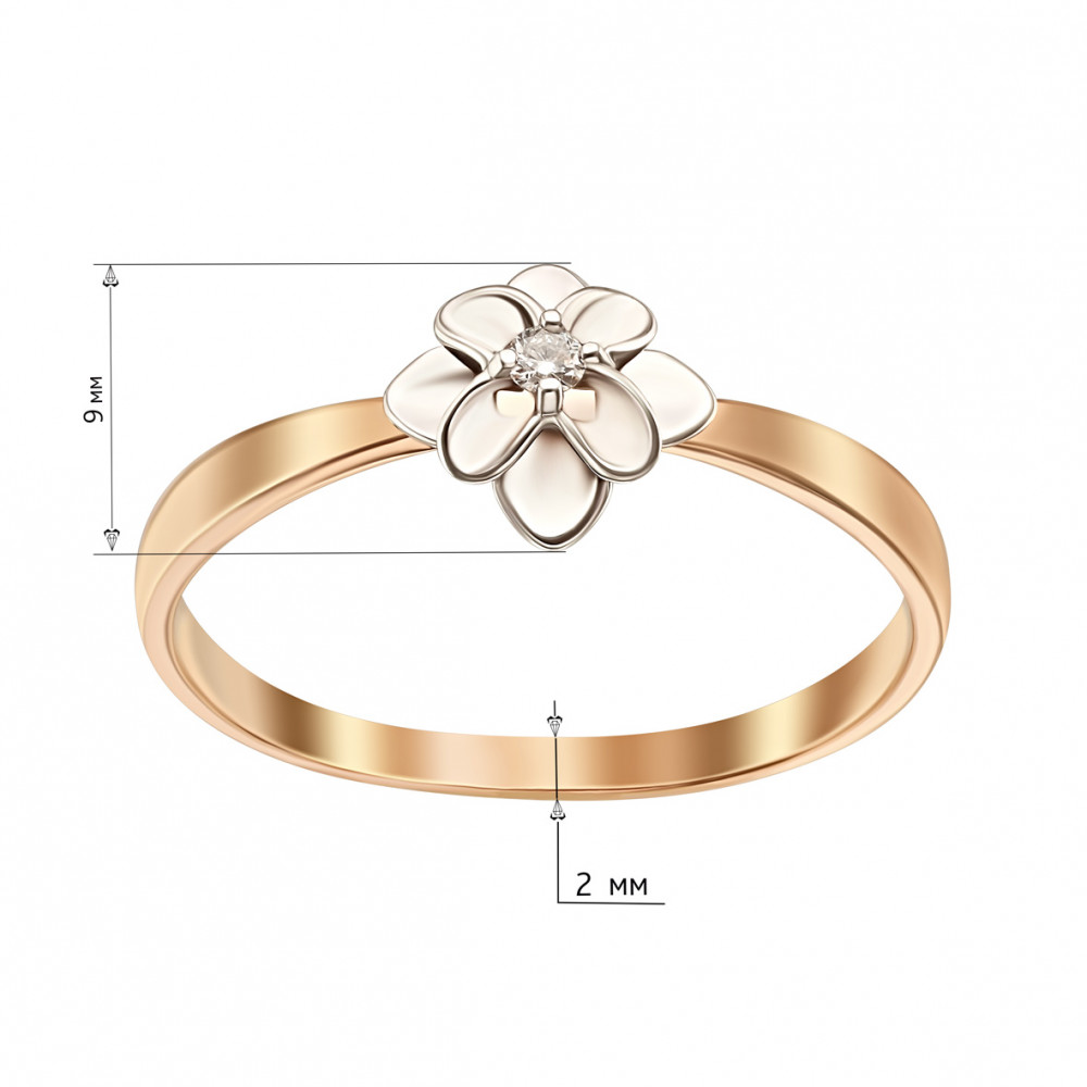 Золотое кольцо с бриллиантом. Артикул 750697  размер 16.5 - Фото 2
