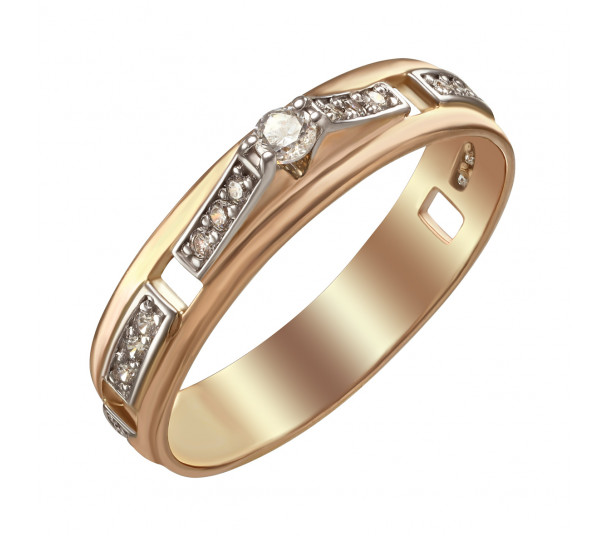 Золотое кольцо с бриллиантом. Артикул 740334 - Фото  1