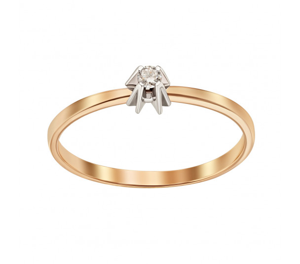 Золотое кольцо с бриллиантом. Артикул 740381 - Фото  1