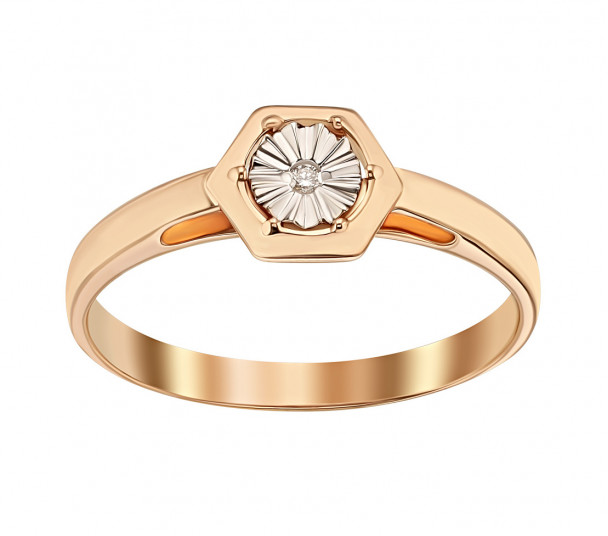 Золотое кольцо с бриллиантом. Артикул 750700  размер 15 - Фото 1