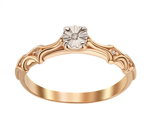 Золотое кольцо с бриллиантом. Артикул 750687 - Фото  1