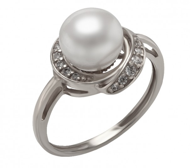 Серебряное кольцо с нанокристаллом, фианитом и эмалью. Артикул 330077А - Фото  1