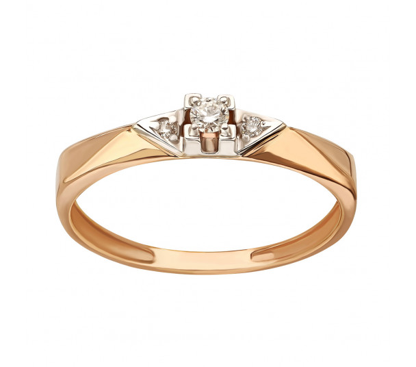 Золотое кольцо с бриллиантами. Артикул 750655  размер 16 - Фото 1