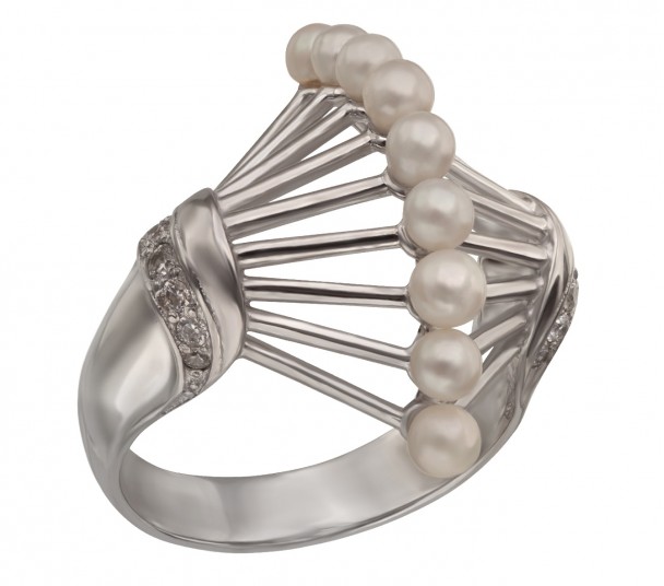 Серебряное кольцо с фианитами. Артикул 320098С - Фото  1