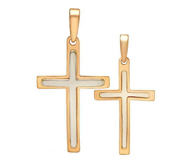 Золотой  крестик с эмалью. Артикул 210103Е - Фото  1