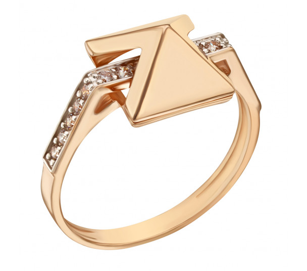 Золотое кольцо с фианитами с эмалью. Артикул 330110Е - Фото  1