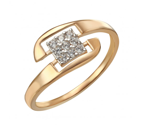 Золотое кольцо с нанокристаллом и фианитами. Артикул 330678 - Фото  1