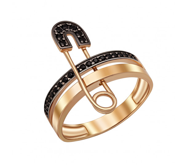 Золотое кольцо с фианитом. Артикул 380485 - Фото  1