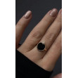 Золотое кольцо с агатом и фианитами. Артикул 369715  размер 17.5 - Фото 4