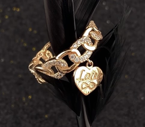 Золотое кольцо с фианитами. Артикул 380617  размер 15.5 - Фото 3
