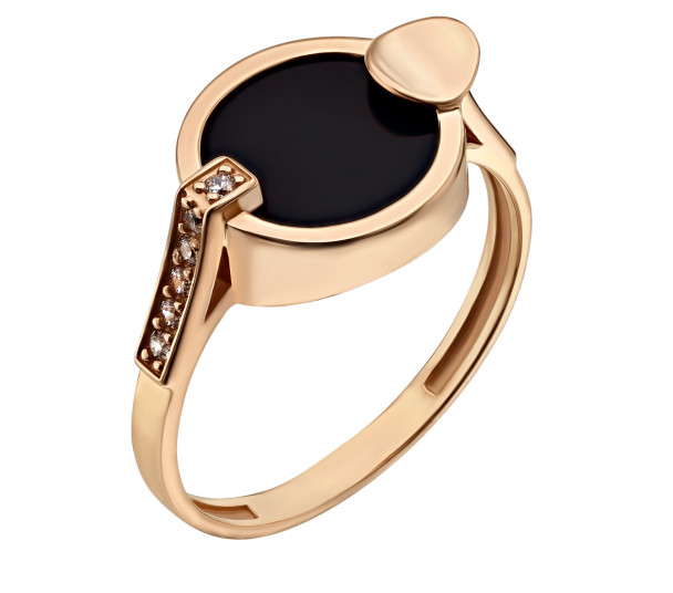 Золотое кольцо с фианитами. Артикул 380606 - Фото  1