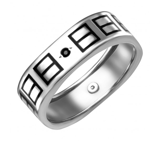 Золотое кольцо с фианитом и эмалью. Артикул 380330В  размер 18 - Фото 1