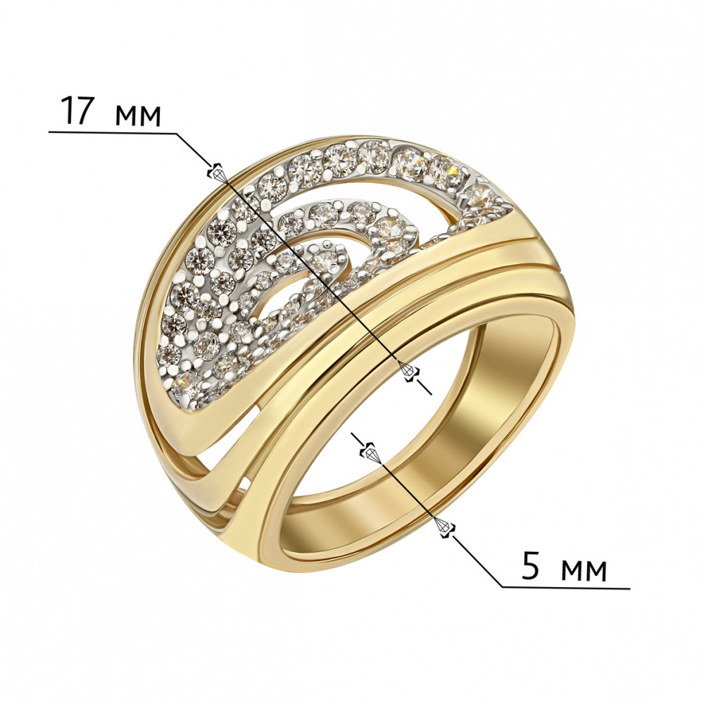 Золотое кольцо с фианитами. Артикул 380608М  размер 17 - Фото 2