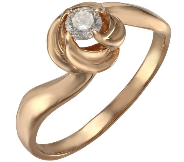 Золотое кольцо с фианитом. Артикул 380375  размер 17.5 - Фото 1