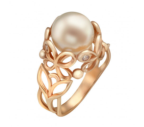 Золотое кольцо с фианитом. Артикул 320886 - Фото  1